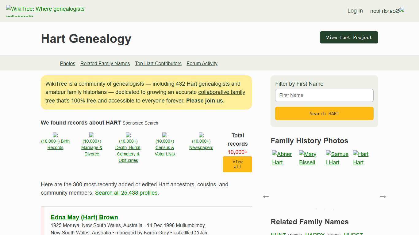 Hart Genealogy | WikiTree FREE Family Tree