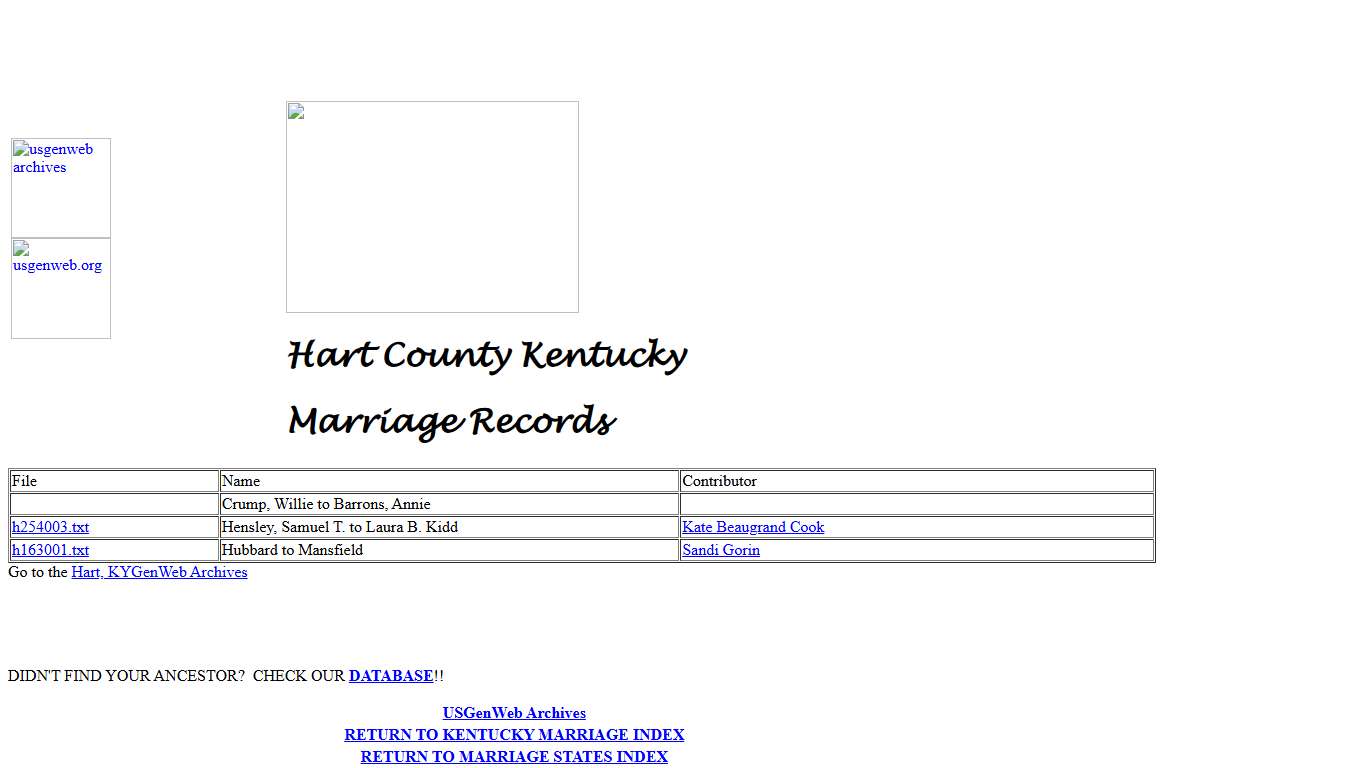Hart County Kentucky marriage records